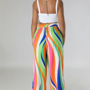 Pantalon jambe large multicolore