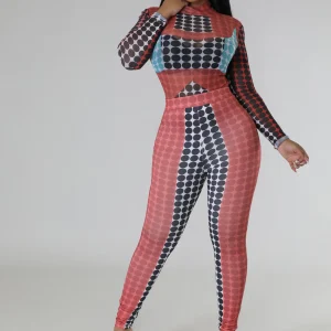 Ensemble deux pièces multicolores body suit pantalon