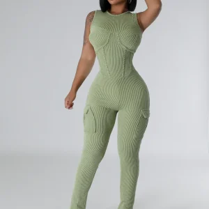 Combinaison extensible sans manche à encolure ronde