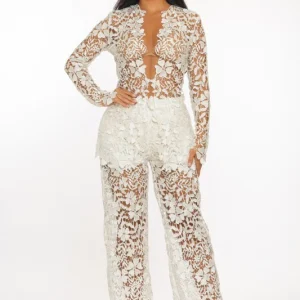 Ensemble blazer dentelle et pantalon