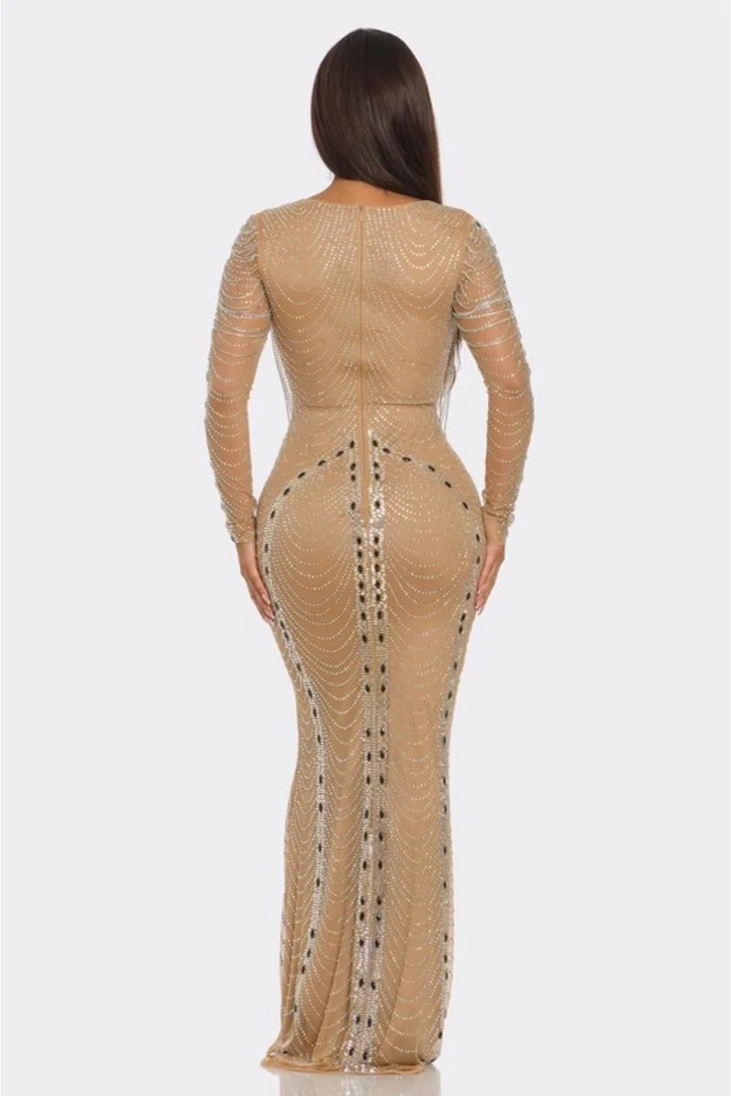 Robe longue à strass fête – Image 3