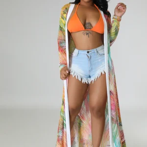 Ensemble combinaison et Cardigan multicolore