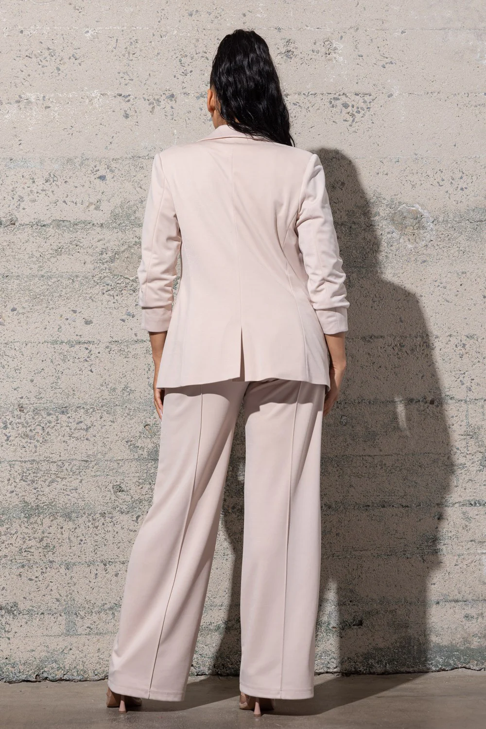 Ensemble 3 pièces veste et pantalon stretch beige – Image 2