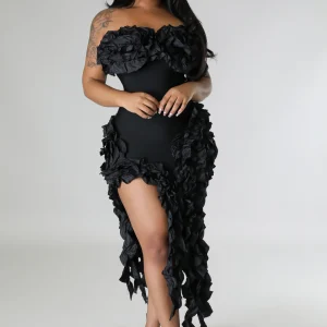 Robe décolleté en Coeur avec Froufrous extensible