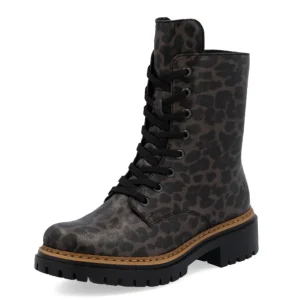 Bottes femme noir à motifs léopard RIEKER - 72627-90 (#160)