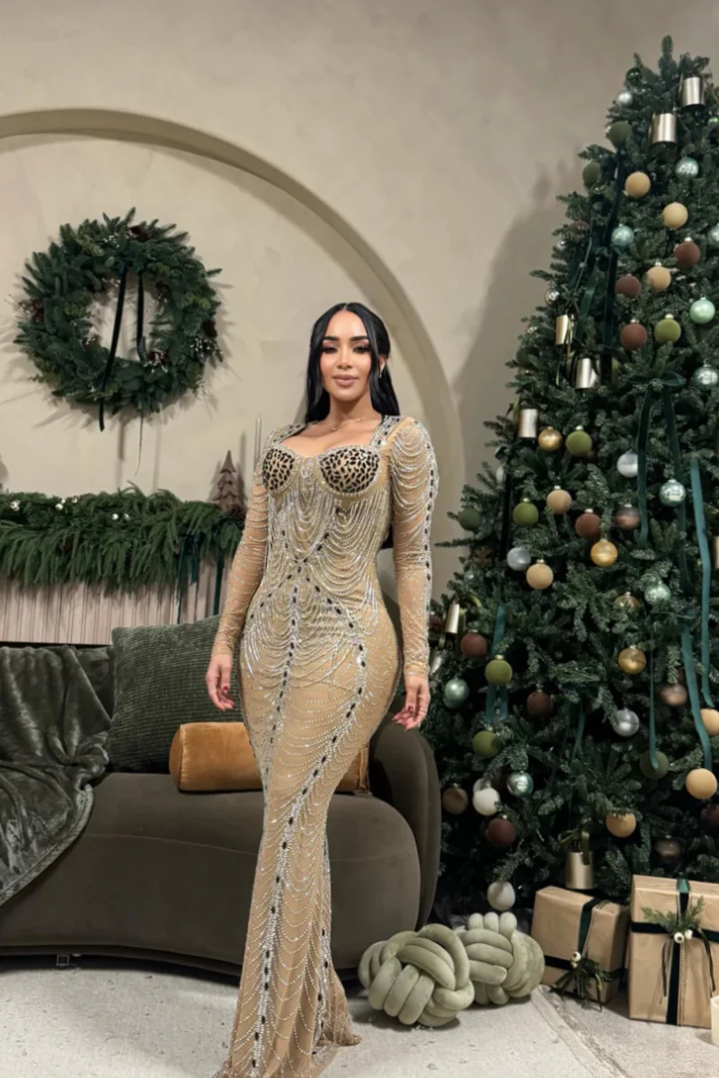 Robe longue à strass fête – Image 2