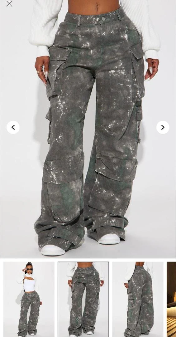 Jean Cargo 100% coton bas large