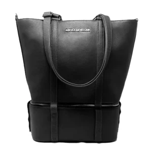 ANNICK LEVESQUE - SAC FOURRE-TOUT EN CUIR 2 EN 1 - ISOTHERME DETACHABLE - CHARLOTTE - NOIR