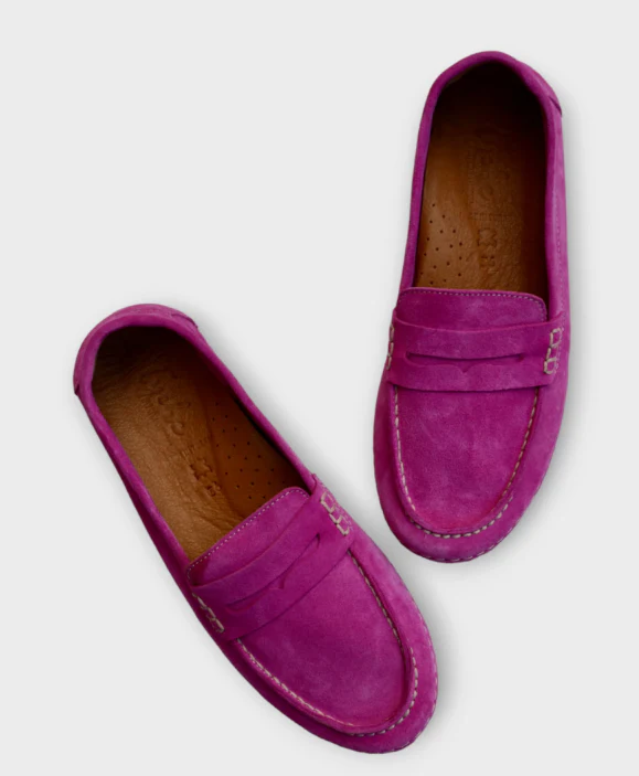 DISPONIBLE EN LIGNE SEULEMENT - TYCHE - MOCASSINS - #56 - MAVIS - FUSHIA SUEDE – Image 2