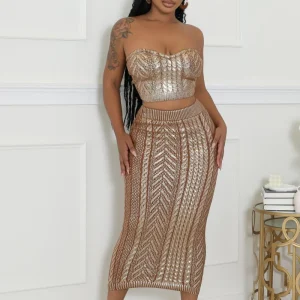 Ensemble jupe extensible et top sans manche