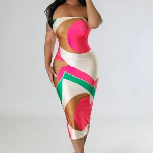 Robe bustier longue multicolore