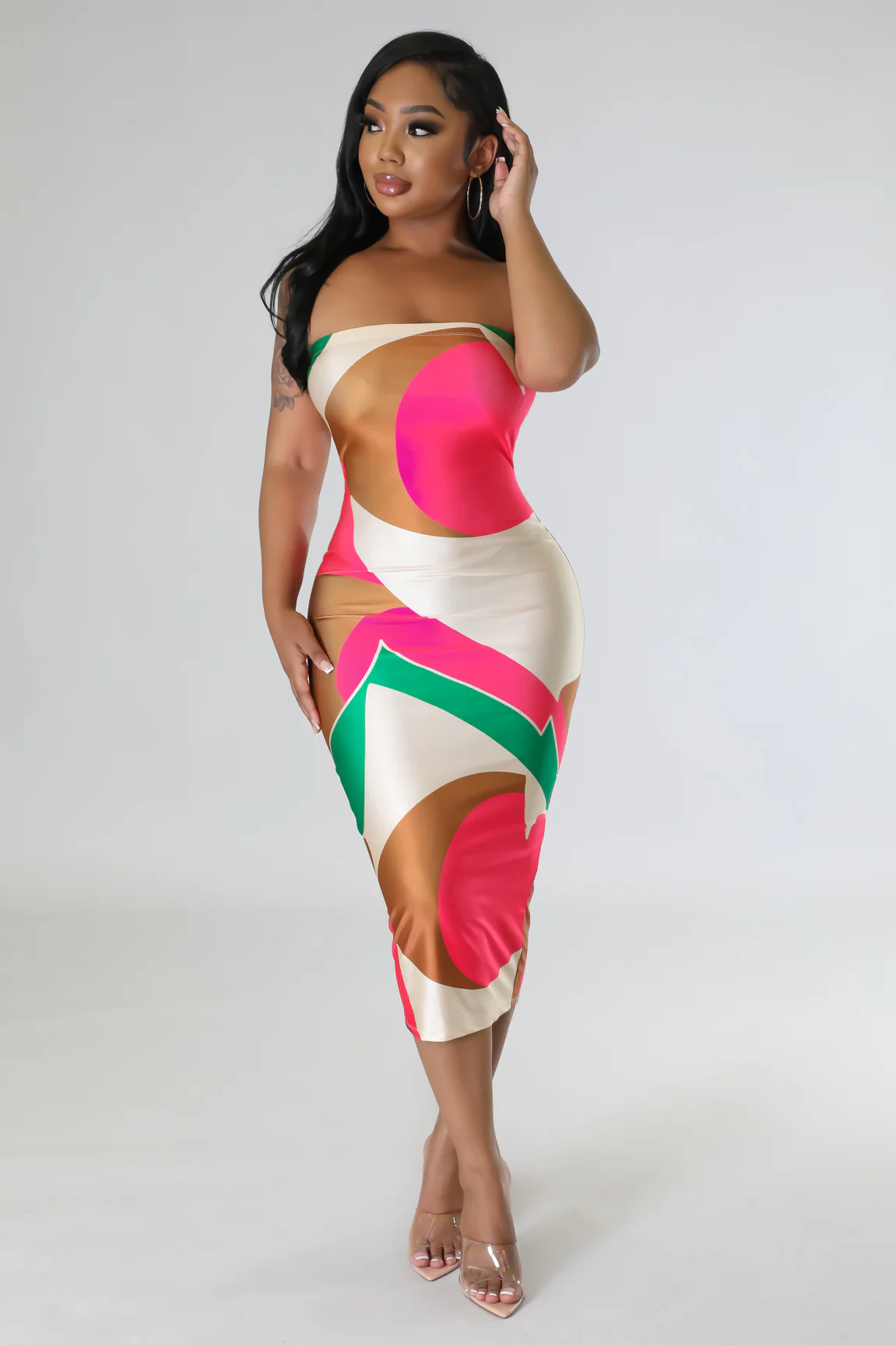 Robe bustier longue multicolore