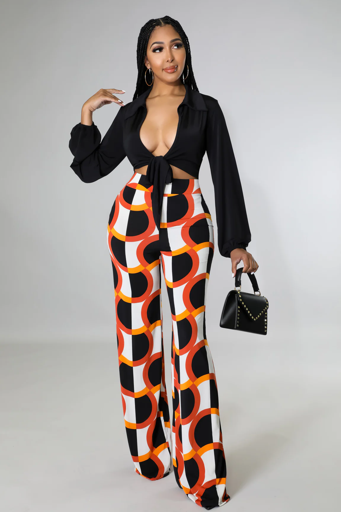 Ensemble top pantalon large multicolore