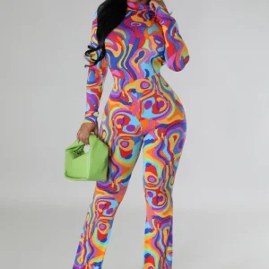 Combinaison extensible col montant à manches longues dos ouvert