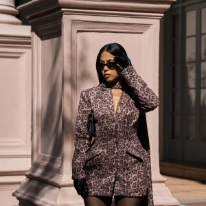 Mini-robe léopard Power Instinct Marron