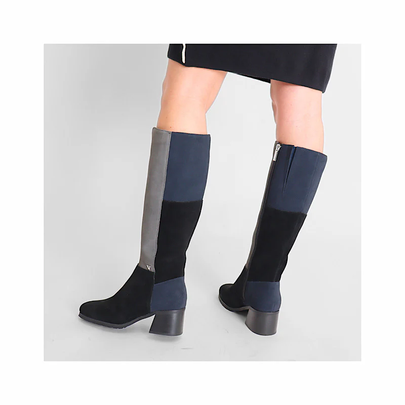 Bottes Valdini Bailey, en daim noir gris et marine. â Image 3