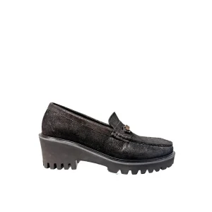 Chaussures Di Chenzo en cuir noir métallisé.