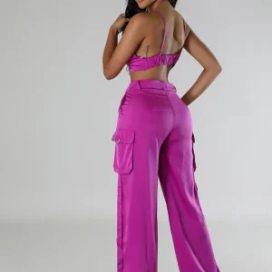 Ensemble 3 pièces pantalon taille haute et chemisier et haut court