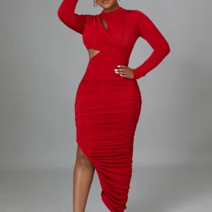 Robe fente devant effet plissée modèle Majolie