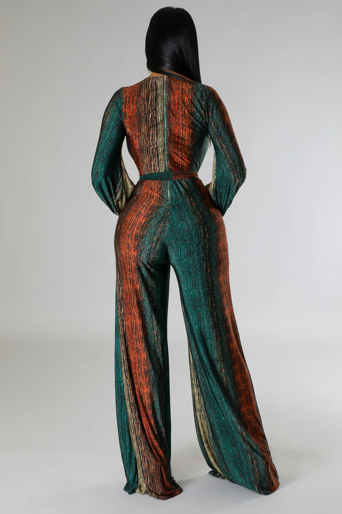 Combinaison demi-stretch à manche longue jambe large col V – Image 4