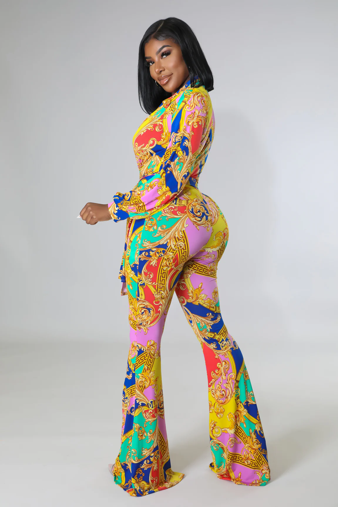 Fancy ensemble pantalon bodysuit imprimé – Image 3