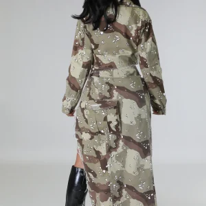 Ensemble Jupe fente et top à manche longue Camouflage