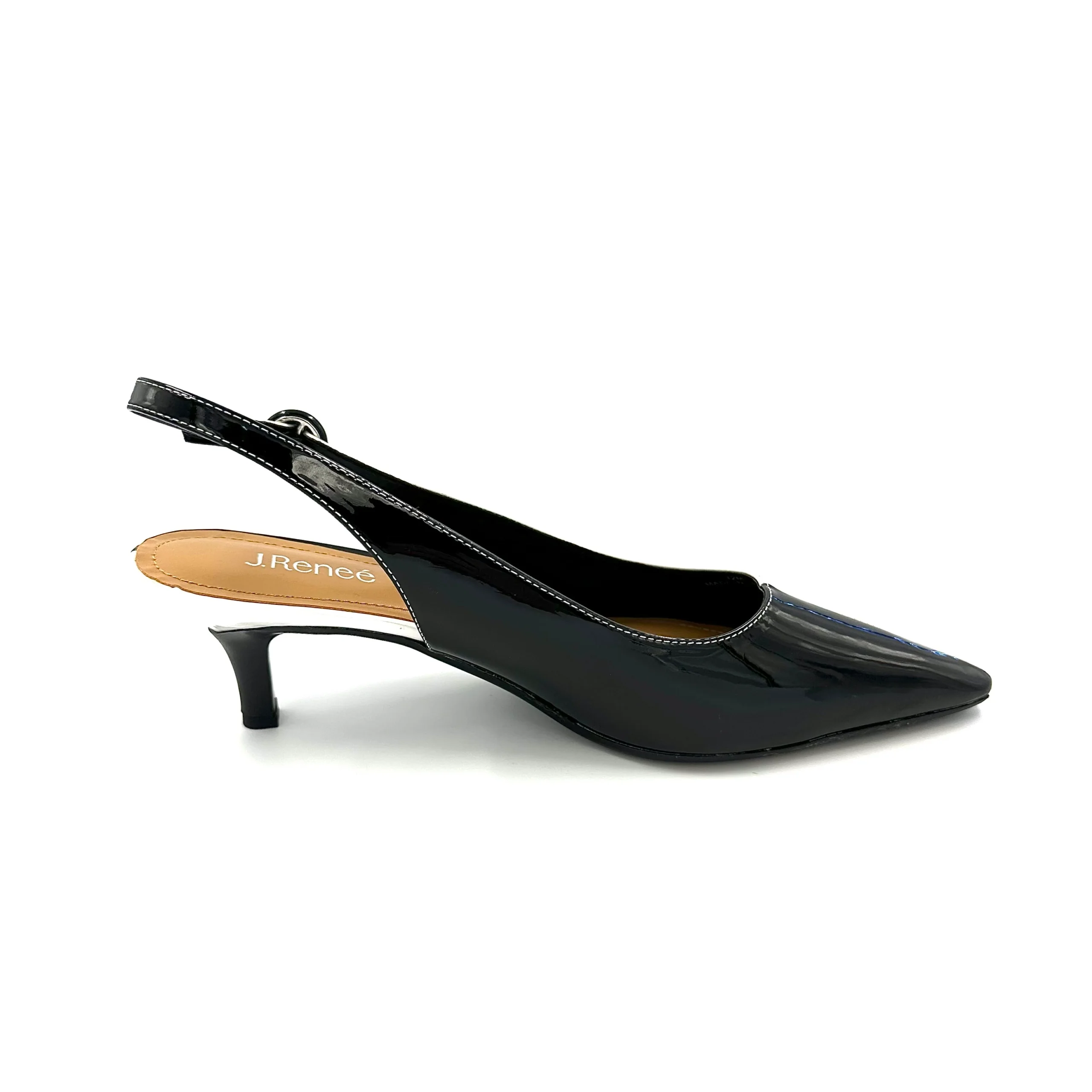 DISPONIBLE EN LIGNE SEULEMENT - J.RENEÉ - APHENA - SOULIERS À TALONS - WHITE/BLACK PATENT