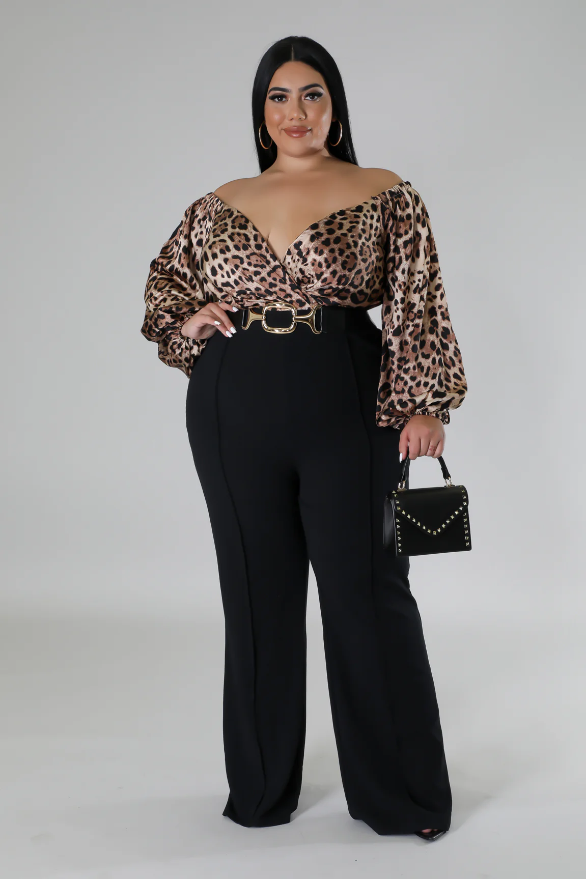 Combinaison manche longue extensible décolleté au cœur avec ceinture – Image 2