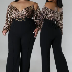 Combinaison manche longue extensible décolleté au cœur avec ceinture