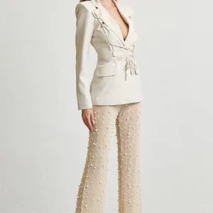 Blazer top à manche longue détails à lacet devant