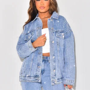 Veste en Jean à strass resto/Verso denim