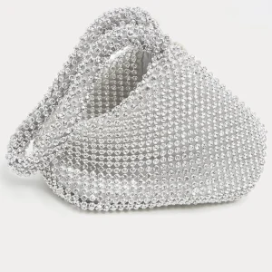 Pochette argentée en strass