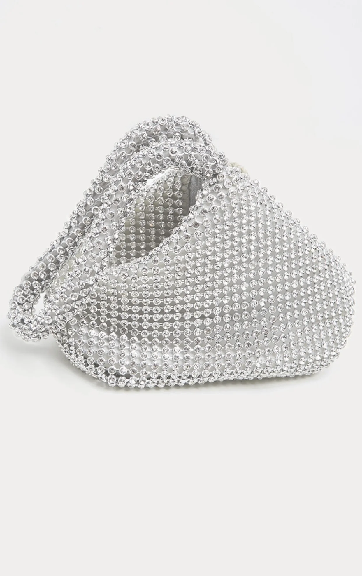 Pochette argentée en strass