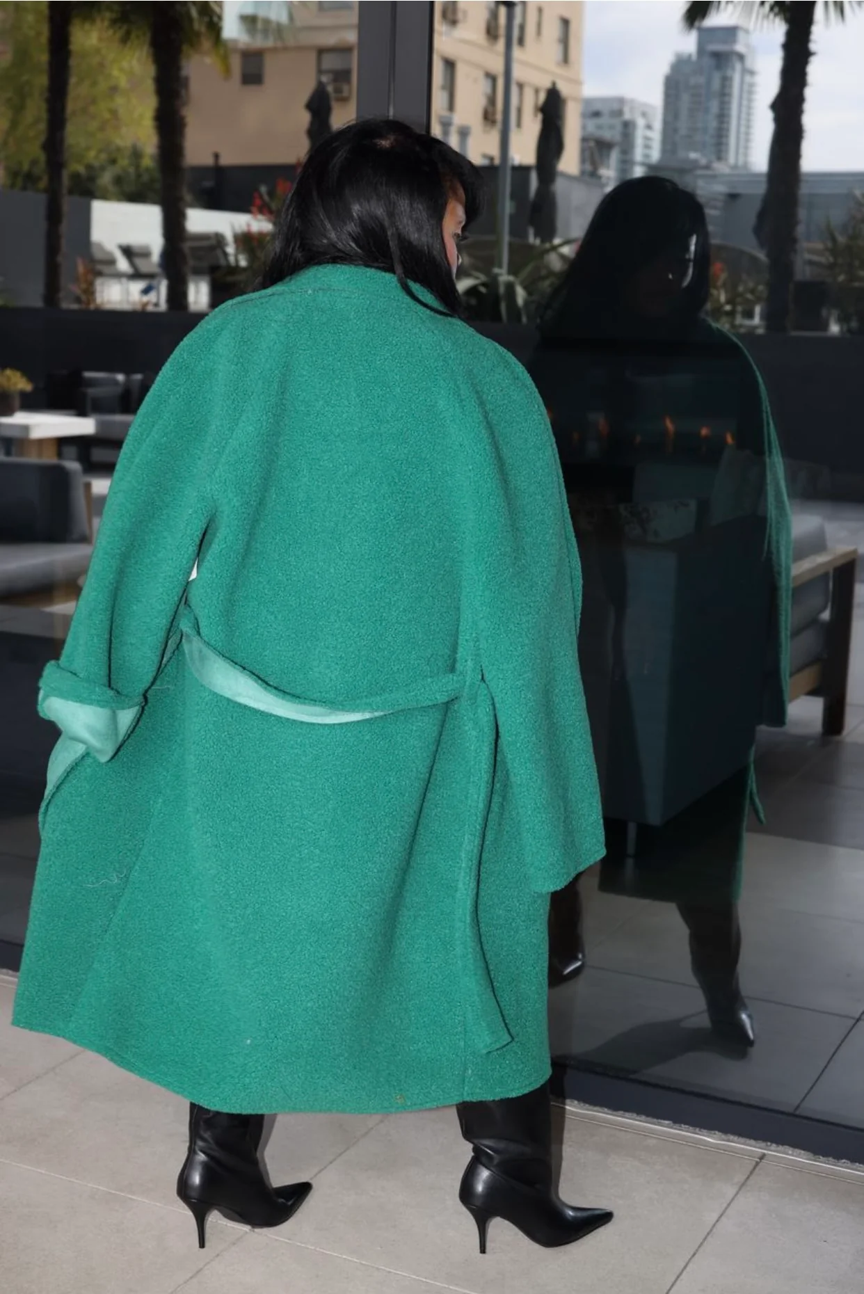 Manteau solide vert tendance mode – Image 2