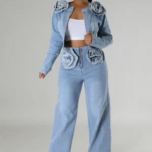 Ensemble jean pantalon non extensible et veste à manche longue