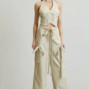 Joyce ensemble top court avec poche et pantalon taille haute coupe large