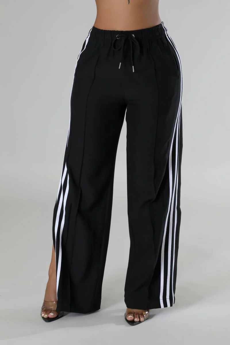 Pantalon taille haute avec cordon taille fente latérale – Image 6