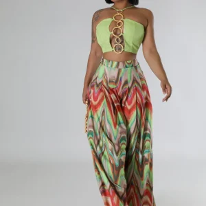 Ensemble top licol et pantalon non extensible sublime