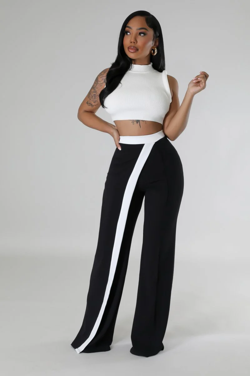 Pantalon extensible taille haute avec ceinture élastique – Image 3