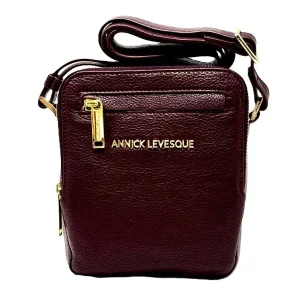 ANNICK LEVESQUE - SAC EN CUIR - CARTE RFID - NADINE - BORDEAU VERNIS