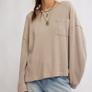 CHANDAIL FEMME STONE FREE PEOPLE DAWSON POCKET OB2413239-1020 STONE