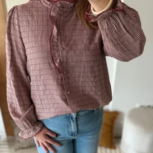Blouse à carreaux bordeaux grande taille