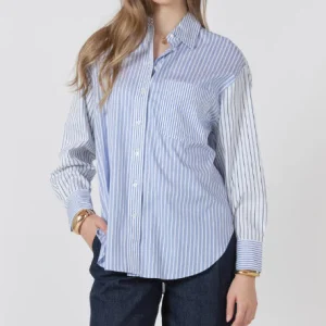 CHEMISE BOUTONNÉES – BLACK TAPE – 272313-60853 – COLOR BLOCK BLEU