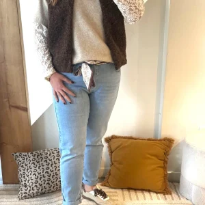 Jean mom fit bleu clair