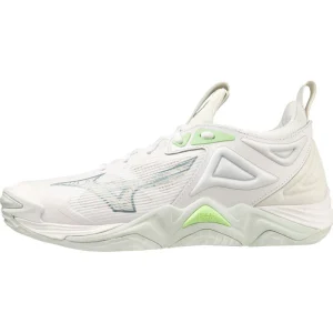mizuno wave momentum 3 femme blanc vert gris