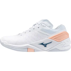 mizuno wave stealth neo blanc saumon bleu