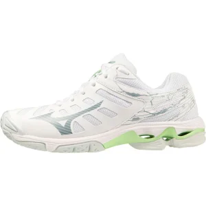 mizuno wave voltage femme blanc gris vert